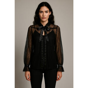 River Island Top 6 Whimsigoth Witchy Goth Steampunk Victorian Lace Eyelet Sheer